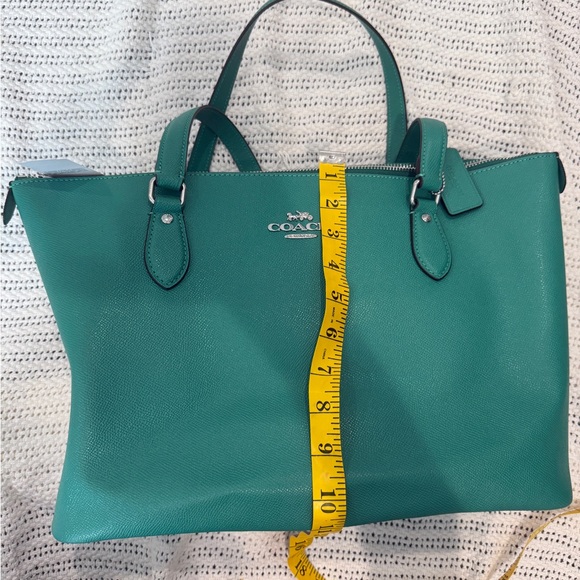 BRAND NEW Coach Green Leather Tote Shoulder Purse - Picture 6 of 9
